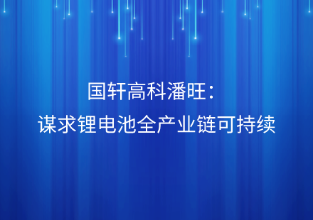 “碳”路可持續(xù)丨國軒高科潘旺：謀求鋰電池全產(chǎn)業(yè)鏈可持續(xù)