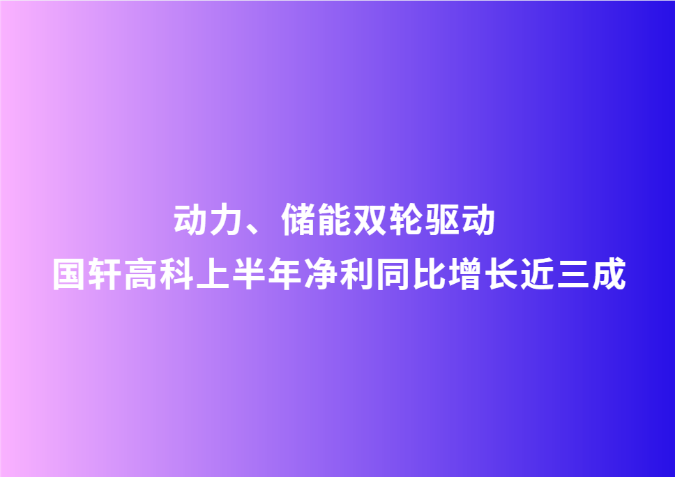 動力、儲能雙輪驅(qū)動 國軒高科上半年凈利同比增長近三成