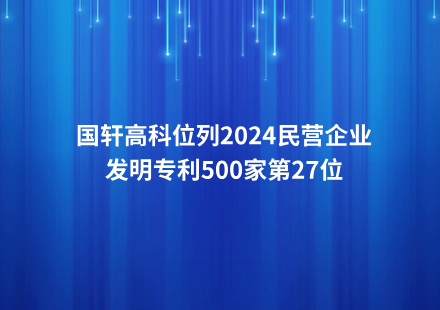 國(guó)軒高科位列2024民營(yíng)企業(yè)發(fā)明專利500家第27位