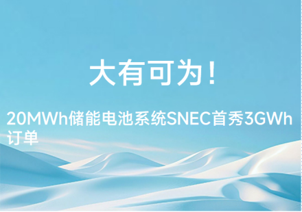 大有可為！ 20MWh儲(chǔ)能電池系統(tǒng)SNEC首秀獲3GWh訂單